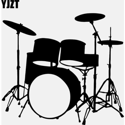 YJZT 13.7CM*12.5CM Drums Music Rock Band Drummer Vinly Decoration Car Sticker C22-0594