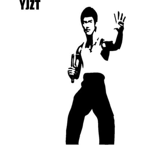 YJZT 6CM*13.5CM BRUCE LEE CAR STICKER FUNNY VINYL DECAL Black/Silver C3-0041