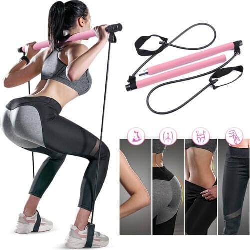 Yoga Pilates bar Resistance Bands Body building Gym expander Rubber Tube Elastic Bands Fitness Equipment Training free workout