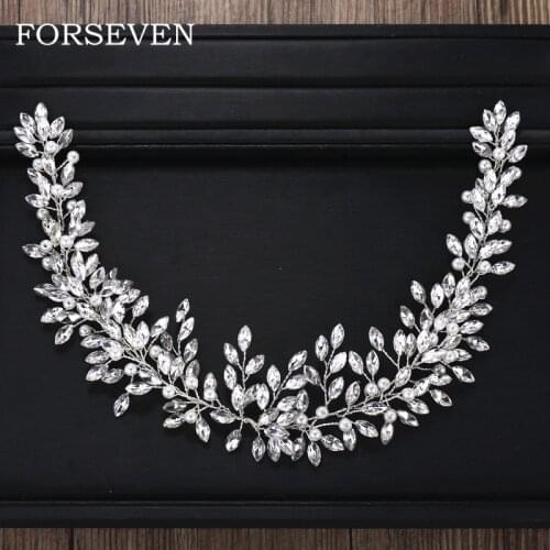Women Rhinestone Crystal Headband Wedding Hair Accessories Luxurious Rhinestone Pearl Bride Headband Hairbands Hair Jewelry