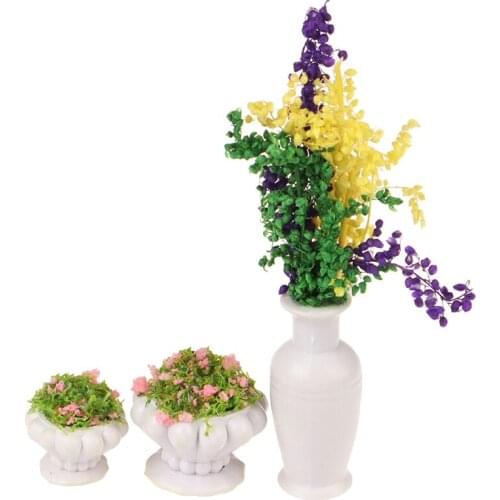 1:12 Dollhouse Miniature Green Plant In Pot Model Garden Decor Accessories