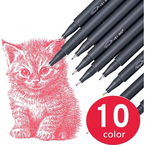 10 Color Set 0.38mm Fine Liner Pens, Drawing Pens for Coloring Book, Illustration Mango highlighter, Note taking, Scrapbooking