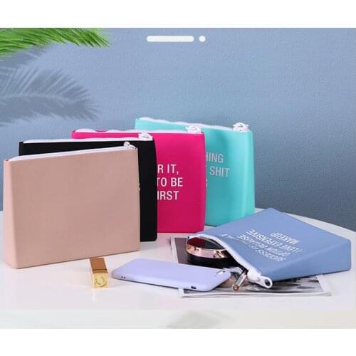 10pcs Makeup bags Women silica gel Plain Large Capacity Foldable Solid Waterproof Protable Travel Cosmetic Bags Mix Color