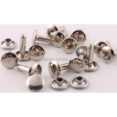 200sets/lot 9*12mm silver color Double Cap rivets Stud For bag Garment belt hardware accessories