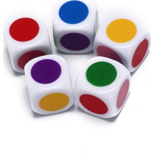 5Pcs/set 16mm Multicolor Acrylic Cube Dice Beads Six Sides Color Dice Portable Table Games Toy Drop Shipping