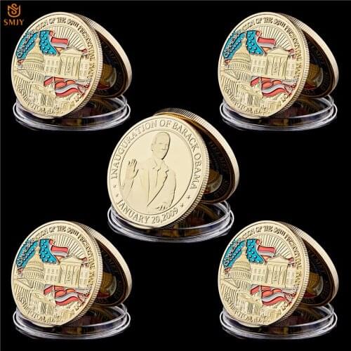 5Pcs/Lot 2009 African USA President Black Obama Inaugural Color Challenge Art Commemorative Coin Collection