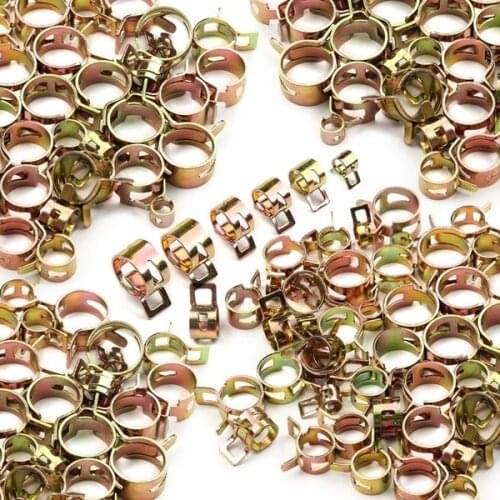 60Pcs Spring Band Type Action Fuel Line Silicone Vacuum Hose Pipe Clamp Low Pressure Air Clip Clamps Fasteners Assortment Kit