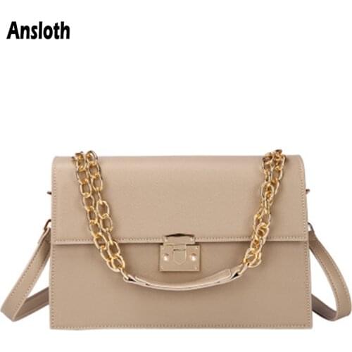 Ansloth Bags For Women 2020 PU Leather Shoulder Bags Luxury Designer Trend Female Chain Handbags Fashion Flap Bag Elegant HPS987