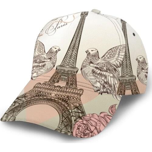 Eiffel Tower Rose And Couple Of Doves Baseball Cap women men snapback caps Classic Style hat Casual Sport Outdoor cap