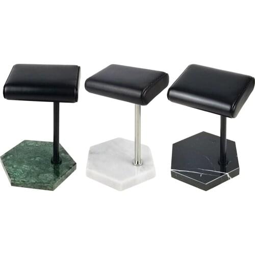 Watch Display Stand Holder, Sturdy and Stable Marble Base, PU Leather Watch Holder Cushion, Noble Luxury and Eye Catching