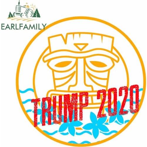 EARLFAMILY 13cm x 12.8cm for Donald Trump 2020 Hawaiian Tiki Car Stickers Windows Anime Motorcycle Decal Trunk Vinyl Car Wrap