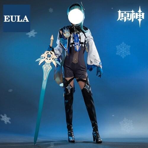 Eula Stretch Jumpsuit Game Genshin Imapct Costumes Anime Project Cosplay Clothes Halloween Womens Coats Cloaks Accessories Set