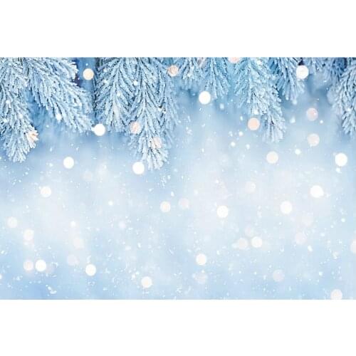 Blue Snowflakes and Snow Scene Backdrop Holiday Photography Background Celebration Photo Booth Studio Decor