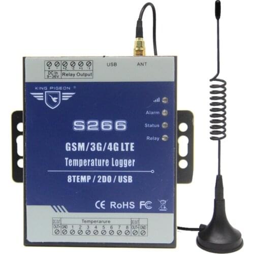 GSM 3G 4G LTE Cellular RTU Telemetry Temperature Data Logger 8 Channel Temperature Monitoring Alert via SMS/Call/GPRS S266
