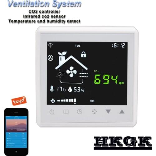 CO2 monitoring and control instrument, with APP and RS485 control, works with 3-speed exhaust fan to improve air quality