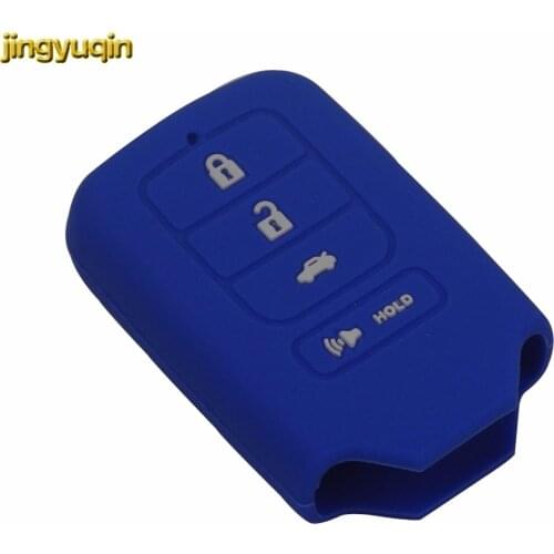 Jingyuqin 4 Buttons Silicone Car Key Cover Case For Honda 2013 2014 for Accord Civic Pilot CRV HRV EX EXL Remote keyless holder
