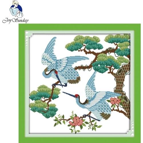 Joy Sunday Longevity Crane Pattern Counted Cross Stitch 11CT 14CT Cross Stitch Sets Kits For Embroidery Needlework Cross Stitch