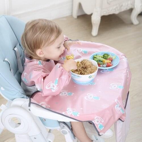 Eating artifact baby anti dirty water integrated bib mat dining chair table long sleeve smock self feeding bebek onlukleri bavoi