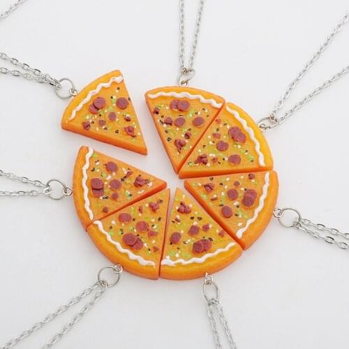 Creative Slice Pizza Pendant Necklace Charm Pendant Chain Necklace Friendship Best Friend Gifts Men Women Long Necklace Jewelry