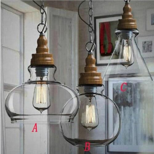Creative Nordic glass pendant lights Single head Hanging Lights light fixture E27 light bulb ST64 40W 110V/220V lustre