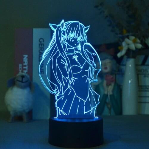 Cool 3d Lamp for Kids Room Anime Fate Stay Night Rin Tohsaka Figure for LED Night Light Home Decor Fate Stay Night Manga Lamp