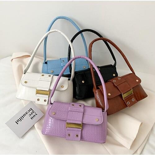 Fashion Crocodile Pattern PU Exquisite Retro Womens Handbag Shoulder Tote Casual All-match Shopping Solid Color Underarm Bag