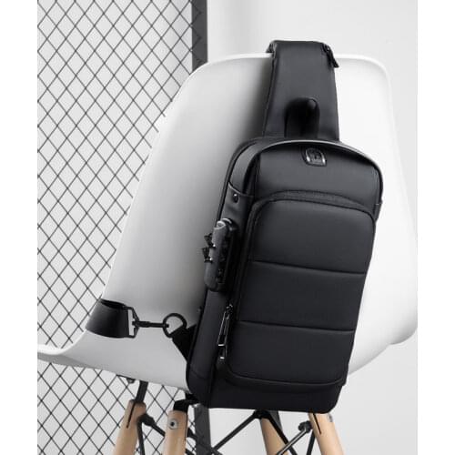 High-quality new mens chest bag, leisure one-shoulder messenger motorcycle bag, sports anti-theft password lock chest backpack