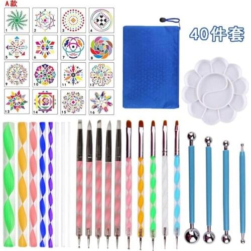 40 Pieces Set Mandala Tool Stone Painting Auxiliary Tool DIY Graffiti Painting Combination Tool Set Mandala Art Painting Tool