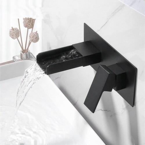 Wall Mounted Basin Faucet Brass Single Handle Mixer Tap Hot And Cold Bathroom Water Bath Matt Black Faucet Sink