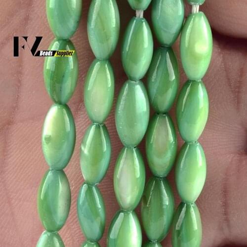 Natural Green Rice Shape Shell Beads Loose Spacer Stone Beads For Jewelry Making Needlework Diy Bracelet Necklace Charms 5*10mm