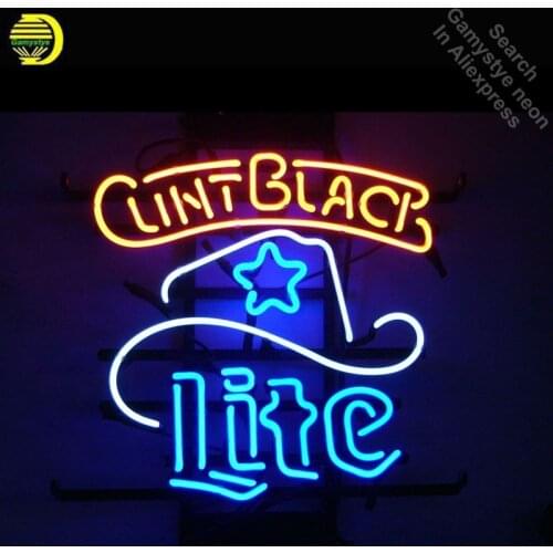 Neon Sign for Miller Lite Clint Hat Neon Tube Sign Commercial Light handcraft Publicidad Lamps Store Displays neon light sign