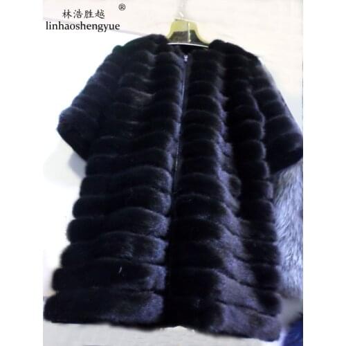 Linhaoshengyue Mink Quality Fur Coat and Long Women Real Mink Fur Long Coat
