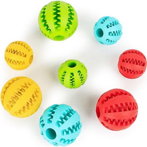 Puzzle dog teeth cleaning teeth leakage food ball snack bite resistant elastic ball rubber pet toy ball