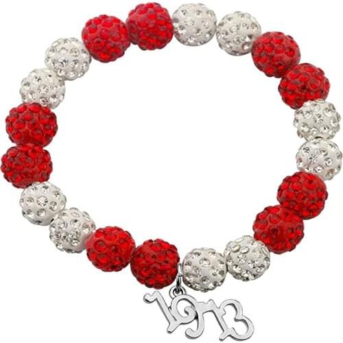 Drop Ship Red White Beads Elastic Bracelets Triangle Pendants Number 1913 Charm Bracelets