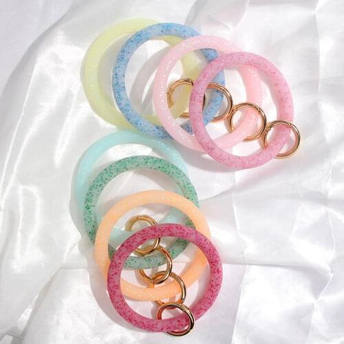 JUST FEEL Fashion Silicone Keychain Gel Wear Bracelets For Women Trendy Exaggerated Round Keychain Wrist Strap Accessories