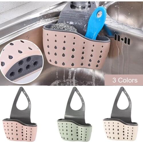 Sink Drain Rack Bathroom Sponge Soap Rack Drain Basket Hanging Storage Basket Faucet Organizer Kitchen Tool Accessories 3 Colors