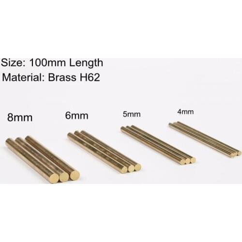 100mm x 4mm/5mm/6mm/8mm brass bar rod stick for knife diy handle parts round rivets