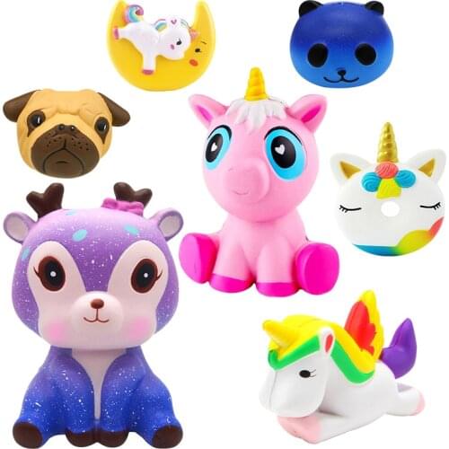 Kids Cute Simulation Animal PU Squishy Slow Rising simulation Squeeze Decompression Kawaii Unicorn Squish Toy Stress Reliever