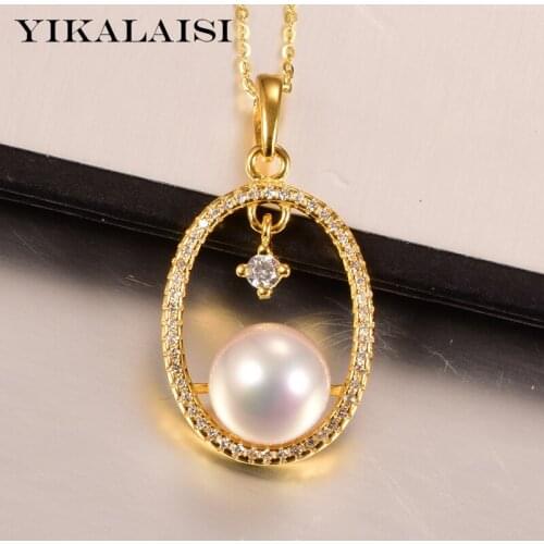 YIKALAISI 925 Sterling Silver Jewelry Pearl Pendants 2020 Fine Natural Oblate Pearl jewelry 10-11mm Pendants For Women wholesale