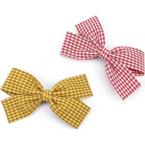 Hair Accessories Plaid Hair Bows for Girls Handmade Hairpin Cute Fabric Hair Clips Hairgrips Kids Headwear