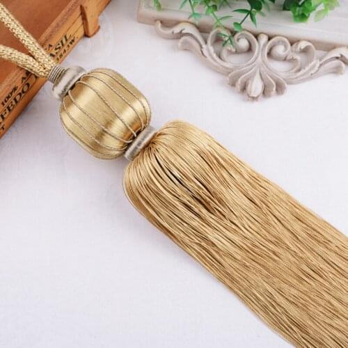 QGVLish 2Pcs Curtain Tiebacks Brush Tassels Fringe Hanging Belts Balls Bind Ropes Straps Curtain Accessories Tie back Home Decor