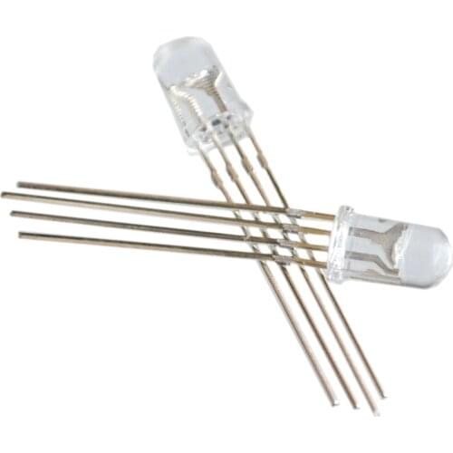 10pcs 5mm RGB LED Common Cathode Tri-Color Emitting Diodes f5 RGB Diffused