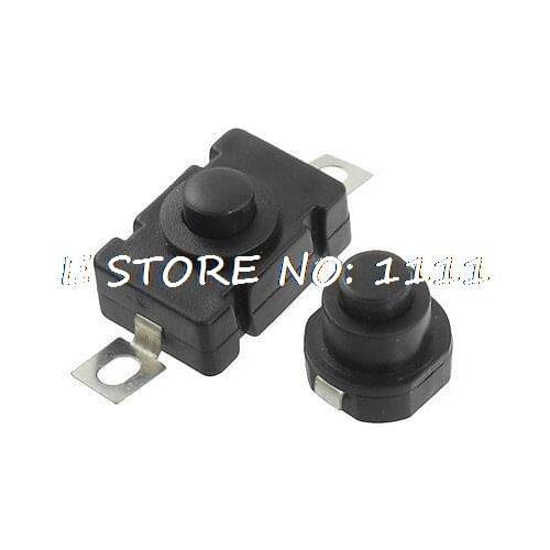 2pcs On/Off Position Flashlight Push Button Switch Black 250VAC 1.5A