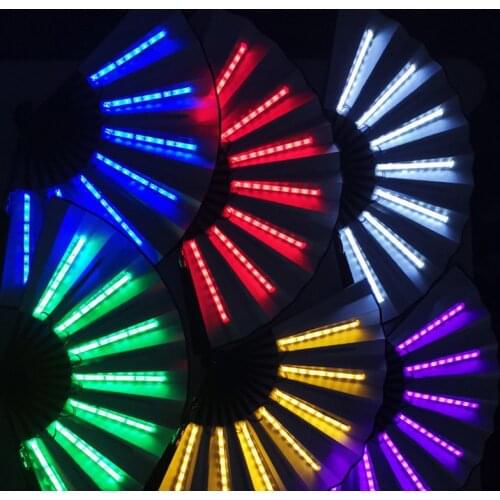 20Pcs/Lot LED Luminous Fan Luminous Folding Fan Nightclub Bar Disco Luminous Fan Party Stage Performance Atmosphere Props