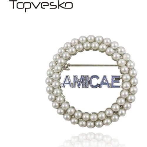 2019 New Tow Lines Circle AMICAE Pearl Lapel Pin Brooch Jewelry