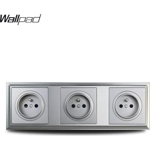 258 * 86 mm Triple French Wall Power Socket 3 Way with Grounding Pin L6-P70 Plastic Palace Style Wallpad Grey Poland Socket