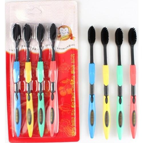 4Pcs/set Soft Nano Bristles Bamboo Charcoal Toothbrushes PP Handle Cleaning Teeth Toothbrush, Adults Oral Care Tooth Brush