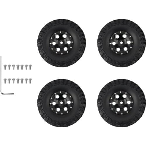 4PCS 1.0 Beadlock Metal Wheels And Tires For 1/24 RC Crawler Car Axial SCX24 90081 AXI00001 Upgrade Parts