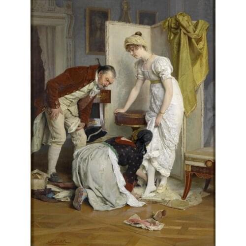 Free shipping classic court figure maid for hostess wearing shoes oil painting canvas printings on canvas art decoration picture