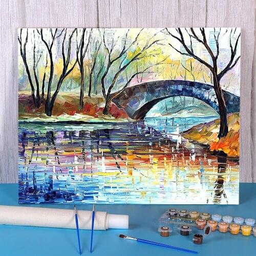 Central Park Coloring By Numbers Painting Complete Kit Acrylic Paints 40*50 Canvas Pictures Decorative Paintings Drawing